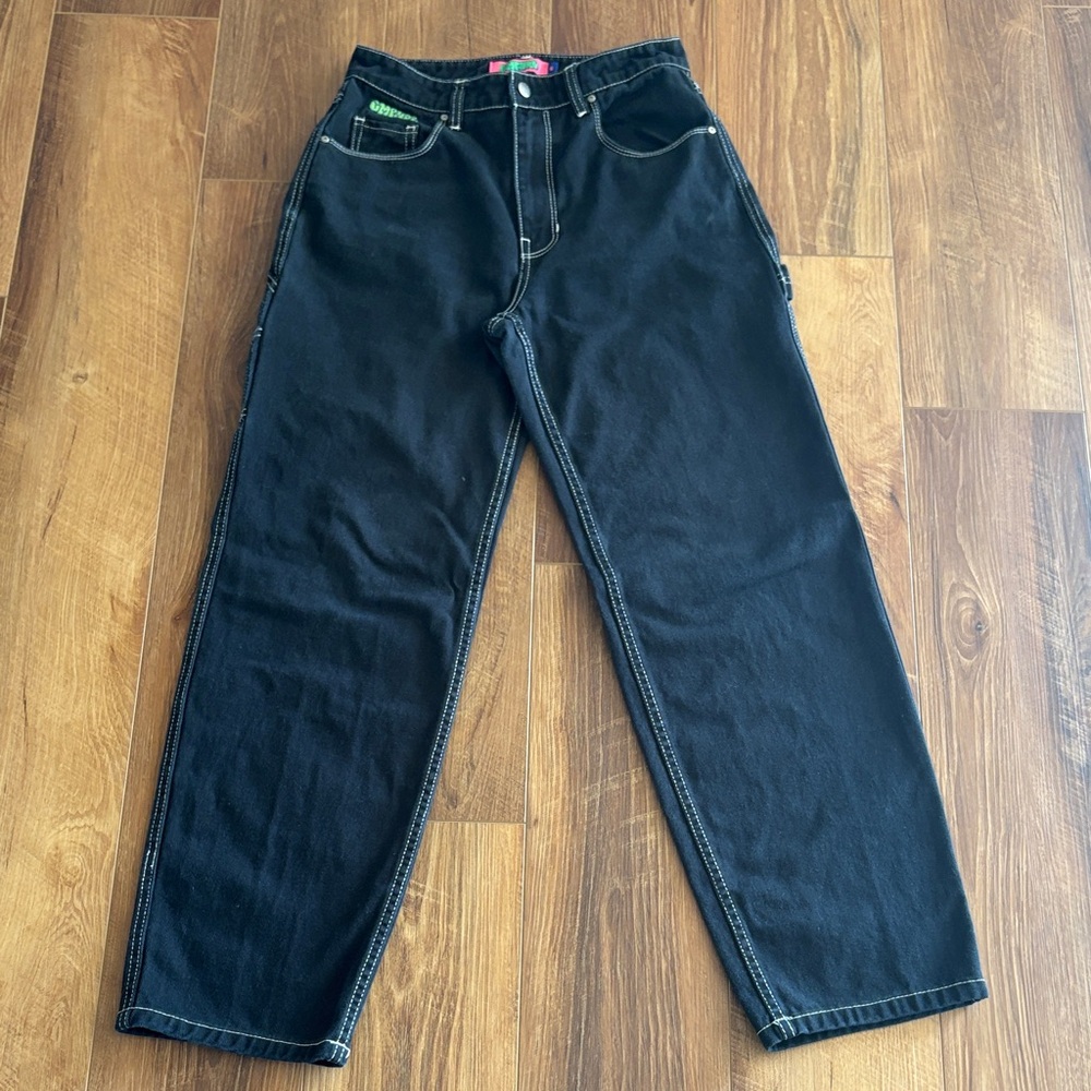 Empyre Tori Jeans Black Carpenter Painters Pants Wide Leg  size 6
